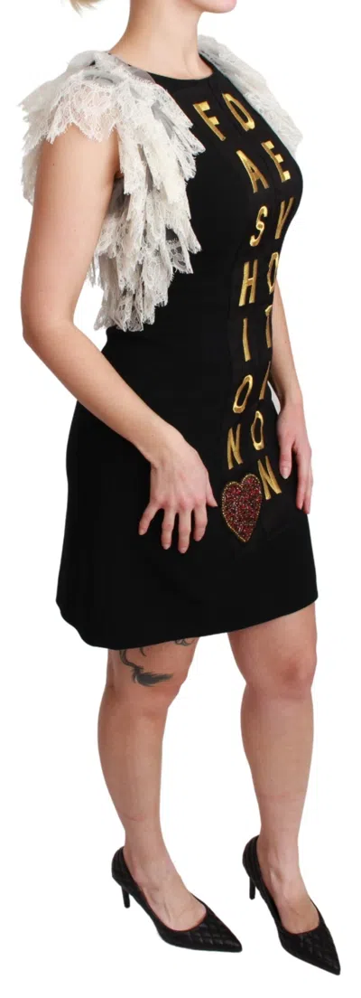Dolce & Gabbana Black Fashion Devotion Sheath Mini Women's Dress In Black