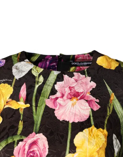 Dolce & Gabbana Black Floral Brocade A-line Mini Women's Dress In Black