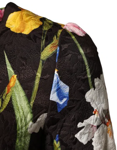 Dolce & Gabbana Black Floral Brocade A-line Mini Women's Dress In Black