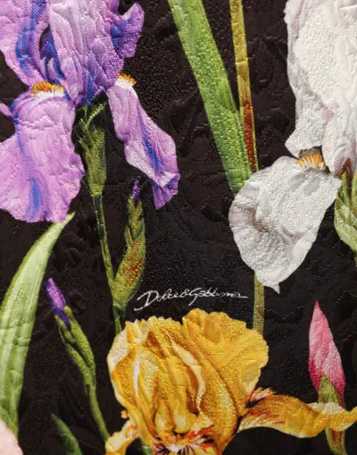 Dolce & Gabbana Black Floral Brocade A-line Mini Women's Dress In Black