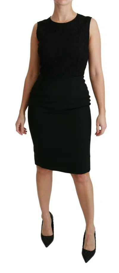 Dolce & Gabbana Elegant Floral Lace Brocade Mini Dress In Black