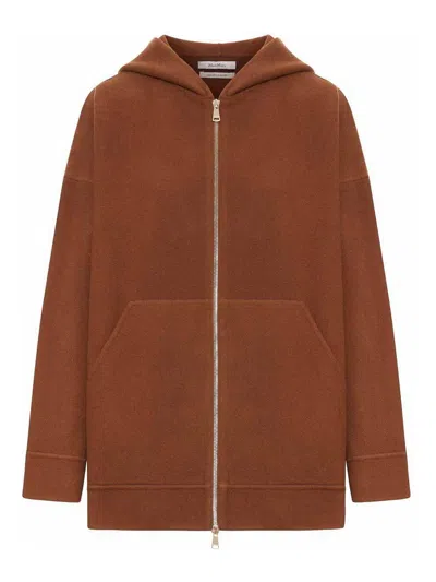 Max Mara Oversized Wool And Cashmere Sweatshirt In Brown