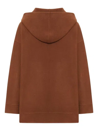 Max Mara Oversized Wool And Cashmere Sweatshirt In Brown