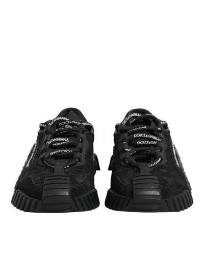 Dolce & Gabbana Black Logo Lace Low Top Ns1 Sneakers Women's Shoes In Black
