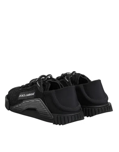 Dolce & Gabbana Black Logo Lace Low Top Ns1 Sneakers Women's Shoes In Black