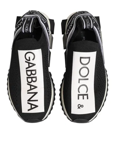 Pre-owned Dolce & Gabbana Black Logo Low Top Sorrento Sneakers Women's Shoes () In Multi