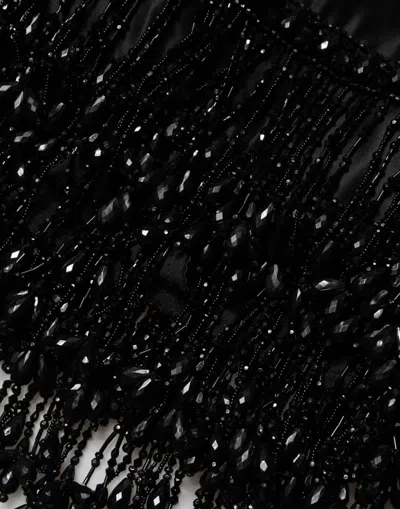 Dolce & Gabbana Black Nylon Embellished Lace Mini Skirt In Black