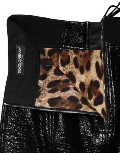 Dolce & Gabbana Black Nylon Eyelet Detail Coated Mini Skirt In Black