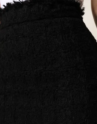 Dolce & Gabbana Black Nylon High Waist Open-stitch Mini Skirt In Black