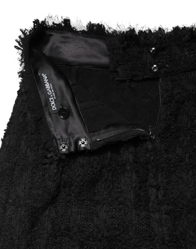 Dolce & Gabbana Black Nylon High Waist Open-stitch Mini Skirt In Black