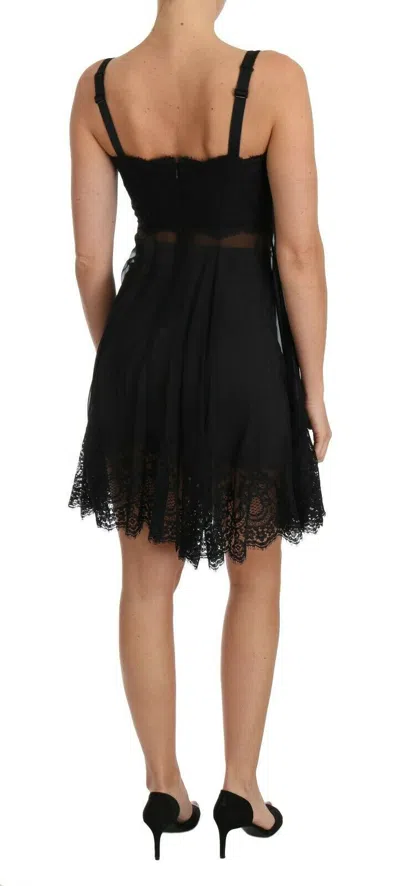Dolce & Gabbana Black Silk Lace Dress Chemise Women's Lingerie In Black