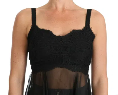 Dolce & Gabbana Black Silk Lace Dress Chemise Women's Lingerie In Black