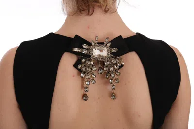 Dolce & Gabbana Black Stretch Crystal Sheath Gown Dress In Black