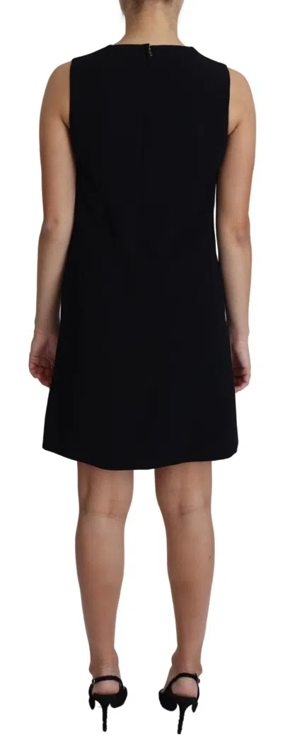 Dolce & Gabbana Black Viscose Stretch A-line Shift Mini Dress In Black
