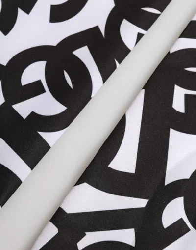 Dolce & Gabbana Black White Dg Logo Elbow Length Mitten Gloves In White