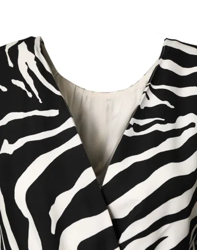Pre-owned Dolce & Gabbana Black White Zebra Silk Sheath Mini Women's Dress () In Multi