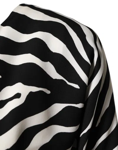 Pre-owned Dolce & Gabbana Black White Zebra Silk Sheath Mini Women's Dress () In Multi