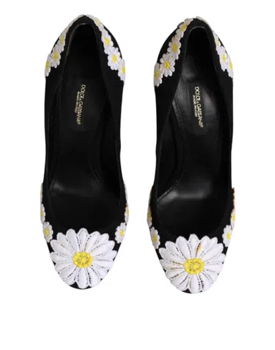 Pre-owned Dolce & Gabbana Black Wool Suede Daisy Heels Pump Women's Shoes ()