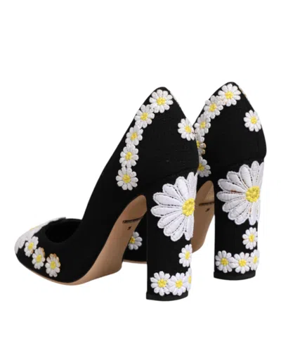 Pre-owned Dolce & Gabbana Black Wool Suede Daisy Heels Pump Women's Shoes ()
