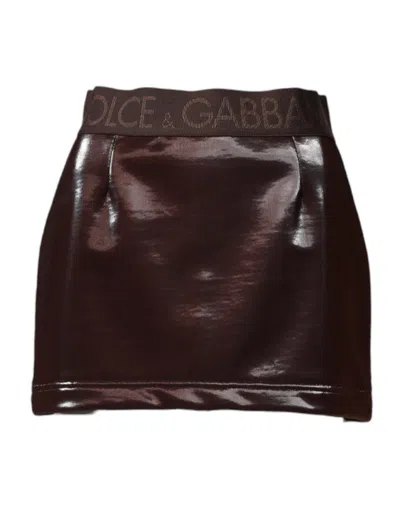 Dolce & Gabbana Dark Brown Cotton Fitted High Waist Mini Women's Skirt In Brown