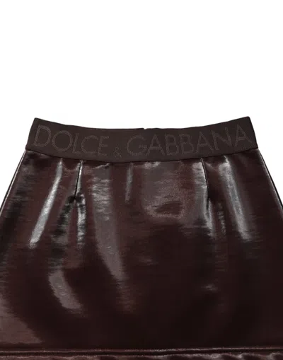 Dolce & Gabbana Dark Brown Cotton Fitted High Waist Mini Women's Skirt In Brown