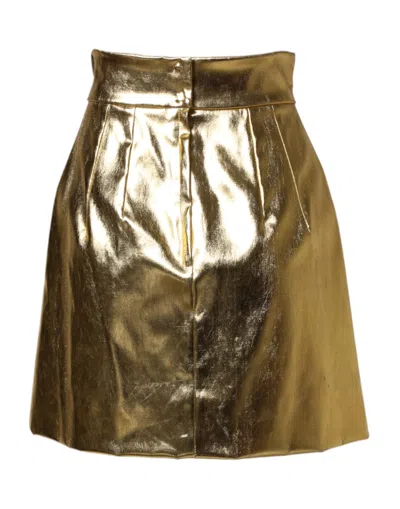 Pre-owned Dolce & Gabbana Gold Acetate Crystal High Waist Mini Women's Skirt ()