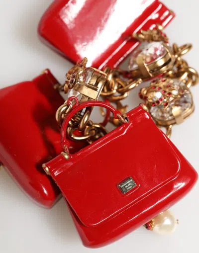 Dolce & Gabbana Gold Bronze Bag Embellished Crystals Accessory  Women's Bracelet In Gold