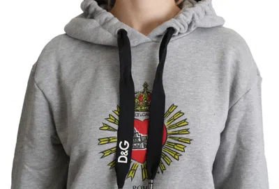 Dolce & Gabbana Gray Printed Hooded Exclusive Logo Women's Sweater In Gray