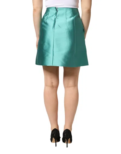 Dolce & Gabbana Green Polyester Button High Waist Mini Skirt In Green