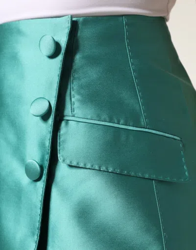 Dolce & Gabbana Green Polyester Button High Waist Mini Skirt In Green