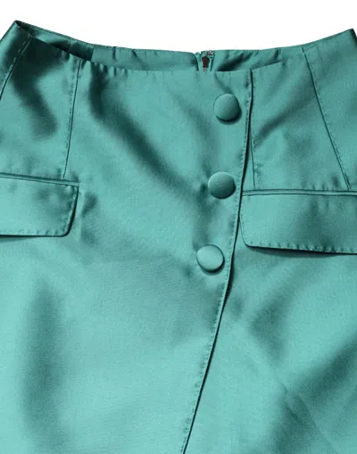 Dolce & Gabbana Green Polyester Button High Waist Mini Skirt In Green