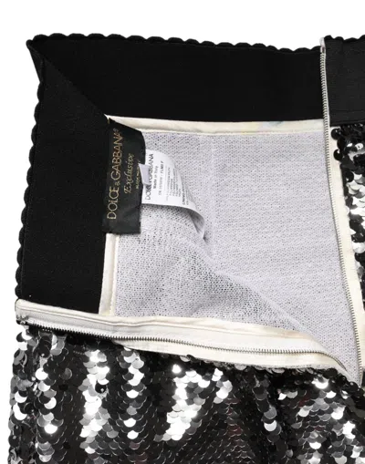 Dolce & Gabbana Metallic Gray Sequin High Waist Mermaid Skirt In Gray