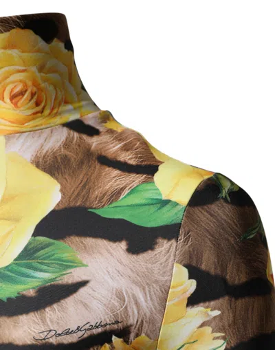 Dolce & Gabbana Multicolor Floral Print Sheath Mini Dress In Yellow