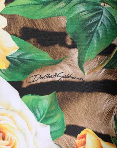 Dolce & Gabbana Multicolor Floral Print Sheath Mini Dress In Yellow