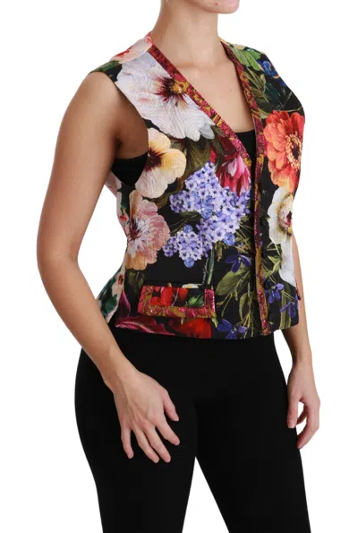 Dolce & Gabbana Multicolor Floral Sleeveless Waistcoat Top Women's Vest In Multi