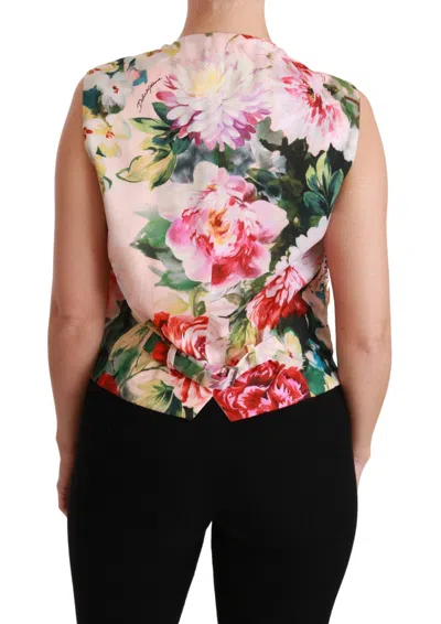 Dolce & Gabbana Multicolor Floral Sleeveless Waistcoat Top Women's Vest In Multi