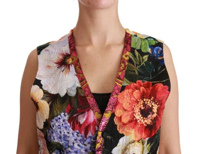 Dolce & Gabbana Multicolor Floral Sleeveless Waistcoat Top Women's Vest In Multi