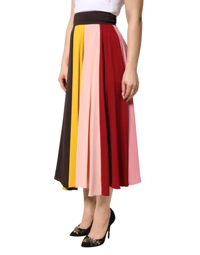 Pre-owned Dolce & Gabbana Multicolor Viscose High Waist Midi Women's Skirt ()