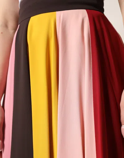 Pre-owned Dolce & Gabbana Multicolor Viscose High Waist Midi Women's Skirt ()