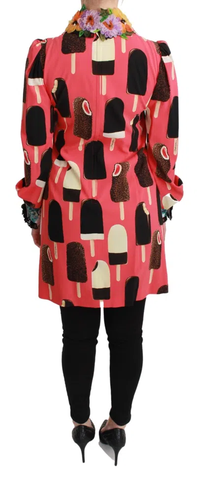 Dolce & Gabbana Pink Ice Cream Roses Sequined Women's Dress In Pink