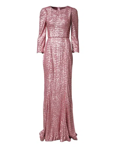 Dolce & Gabbana Pink Sequinned Mermaid Long Gown Women's Dress In Multi