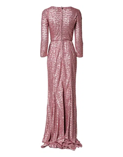 Dolce & Gabbana Pink Sequinned Mermaid Long Gown Women's Dress In Multi