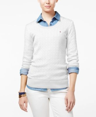 Tommy Hilfiger Jenny Cable-knit Sweater, Only At Macy&#039;s In Snow White