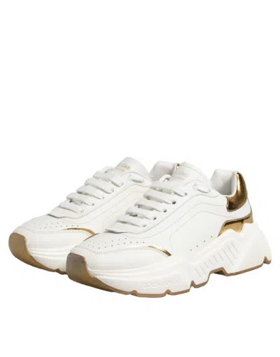 Dolce & Gabbana White Gold Daymaster Low Top Sneakers Women's Shoes In White