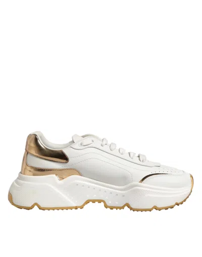 Pre-owned Dolce & Gabbana White Gold Daymaster Low Top Sneakers Women's Shoes ()