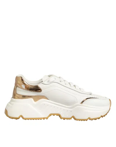 Pre-owned Dolce & Gabbana White Gold Daymaster Low Top Sneakers Women's Shoes ()