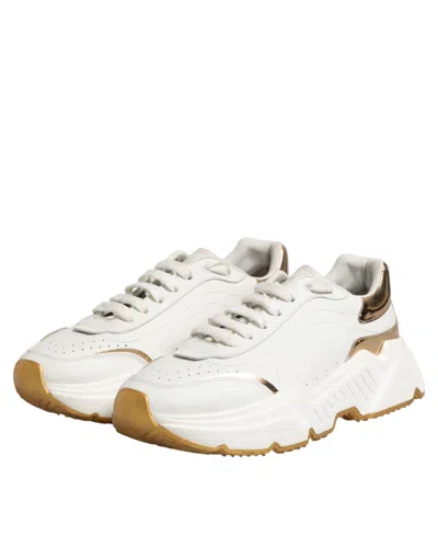 Pre-owned Dolce & Gabbana White Gold Daymaster Low Top Sneakers Women's Shoes ()