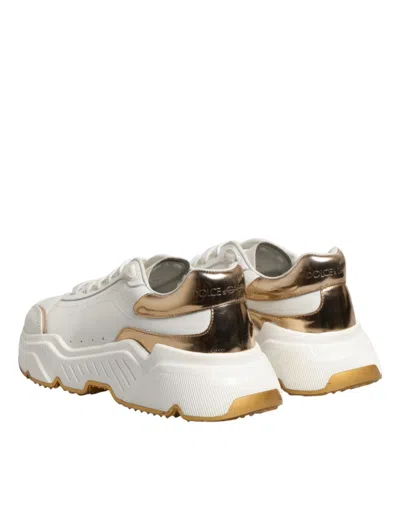 Pre-owned Dolce & Gabbana White Gold Daymaster Low Top Sneakers Women's Shoes ()
