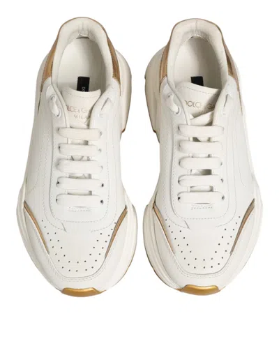 Pre-owned Dolce & Gabbana White Gold Daymaster Low Top Sneakers Women's Shoes ()