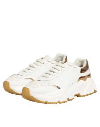 Pre-owned Dolce & Gabbana White Gold Daymaster Low Top Sneakers Women's Shoes ()